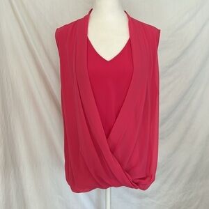 Alfani Pink SleevelessCriss Cross Blouse Sz L